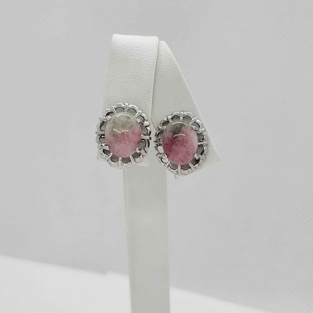 Brand New Pink green Agate Earrings